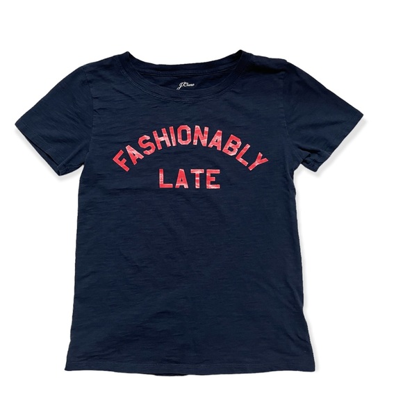 💎J Crew navy blue Fashionably Late T-shirt - Picture 6 of 11